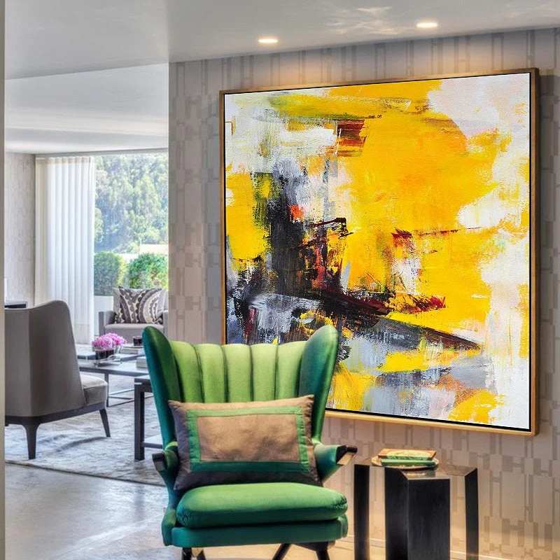 White Contemporary Room - oversized boho wall art for living room